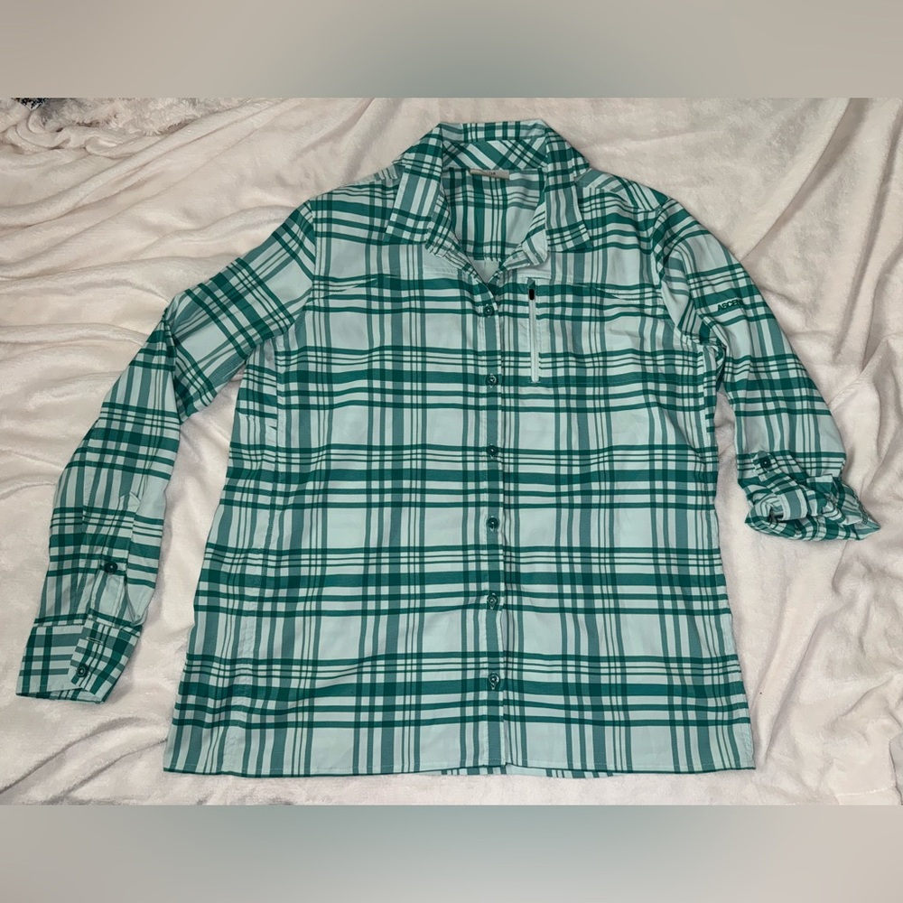 Ascend Teal and Green Plaid Shirt